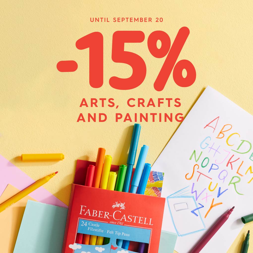 15% off in arts, crafts and painting